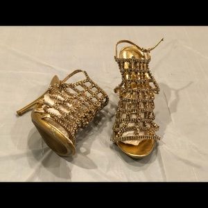 GOLD RHINESTONE CHAIN HEELS